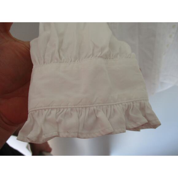 Vintage Preswick & Moore Fancy Ruffle Button Down White Preppy Blouse - Picture 4 of 12